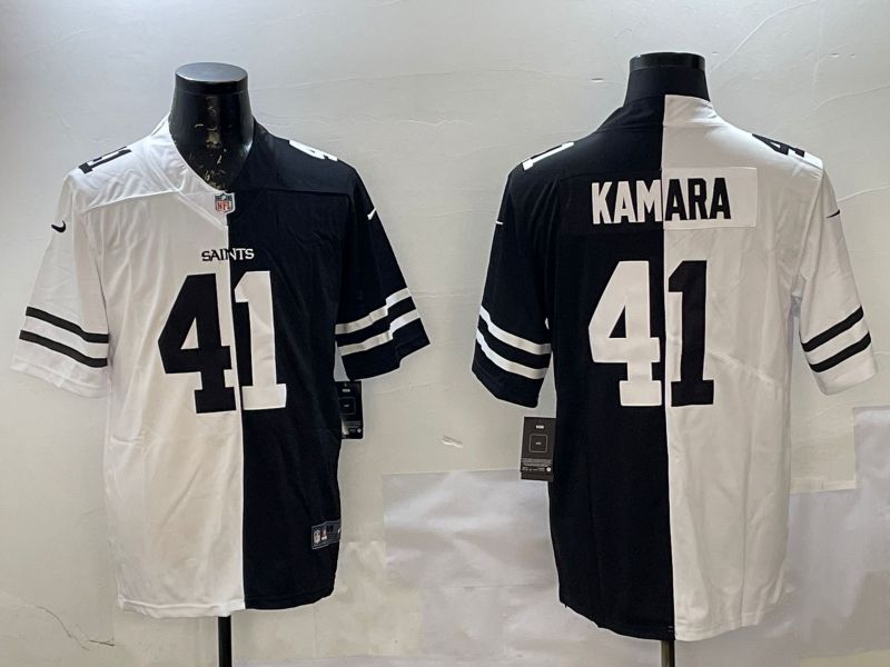 Men New Orleans Saints 41 Kamara White Black Fashion 2025 Nike Limited NFL Jersey style 1